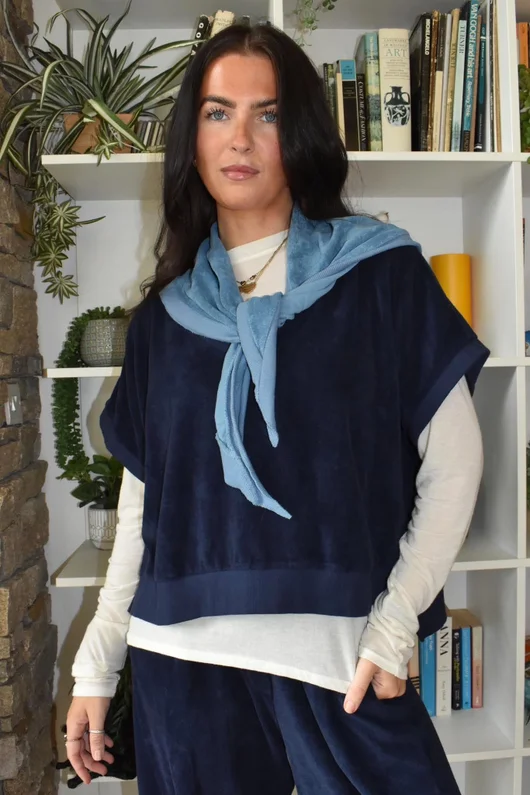 Terry B Hi Lo Tank Navy